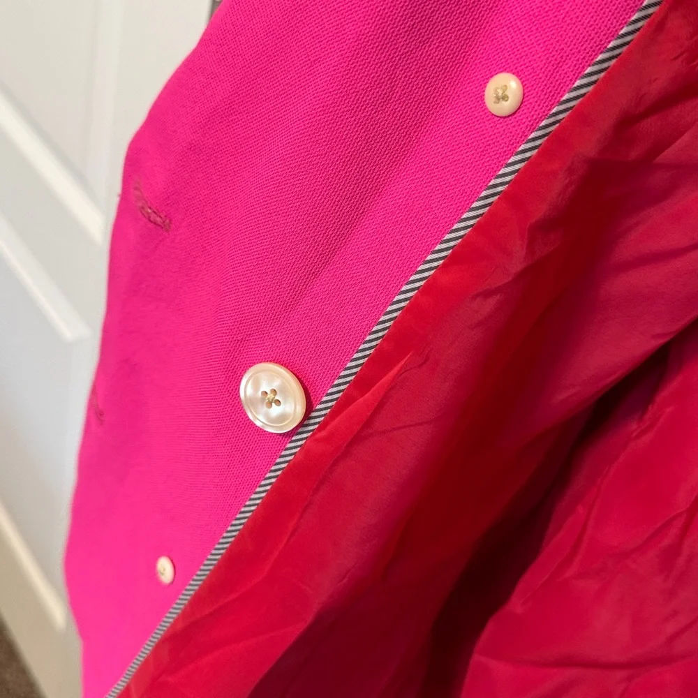 J. Crew Women's Barbie Pink Double-Breasted Blazer / Size 12 / Red Lining